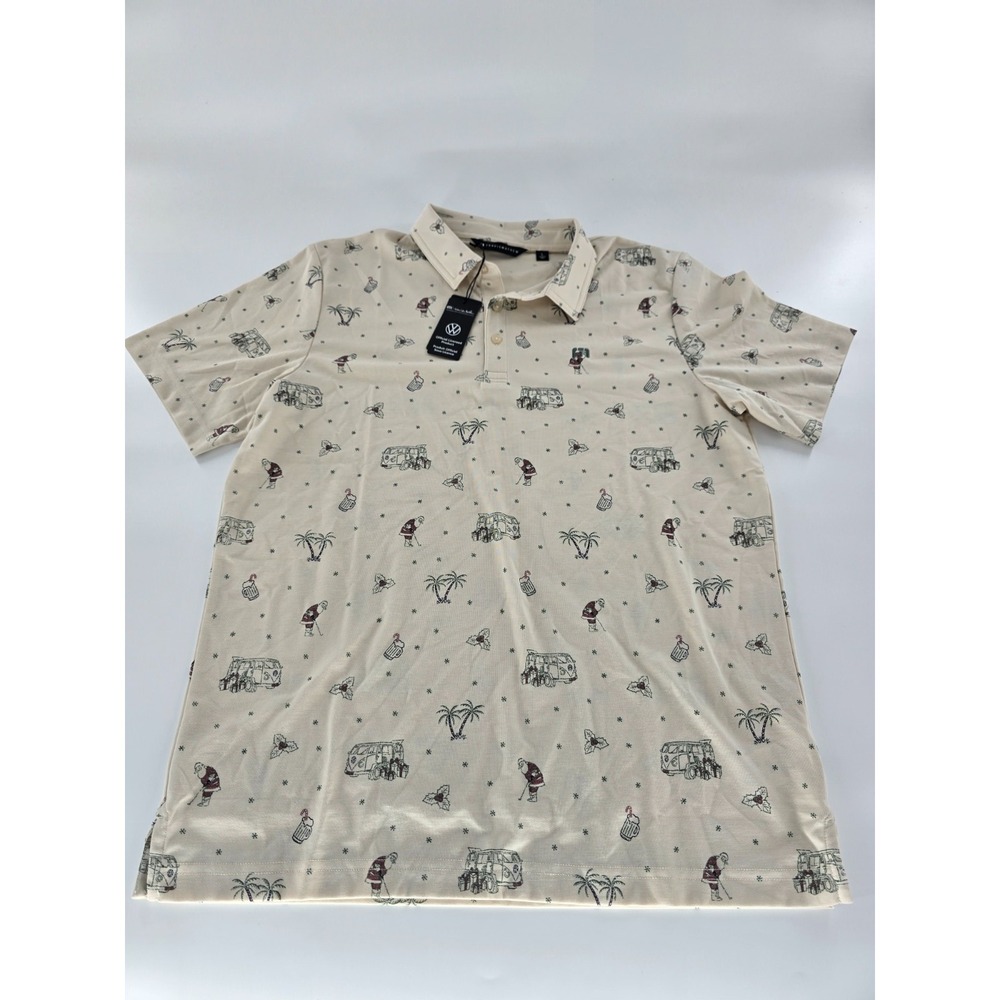 Travis Mathew Cookie Swap VW Golf Polo Shirt Men's XL Beige NWT New